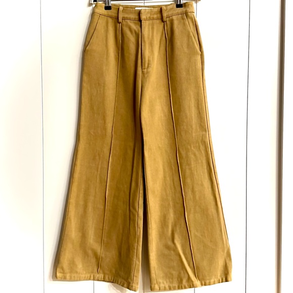 *NWOT* ANTHROPOLOGIE x MOODIE Brushed Cotton WideLeg HighRise Trouser Tobacco —S - Picture 2 of 6